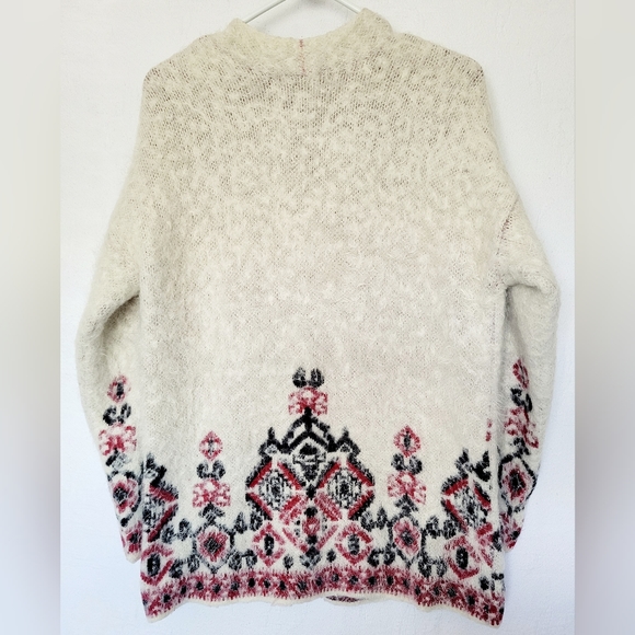 Knox Rose Women's Open Front Cardigan Nordic/Isle Pattern Fuzzy/Eyelach Medium - Picture 3 of 16